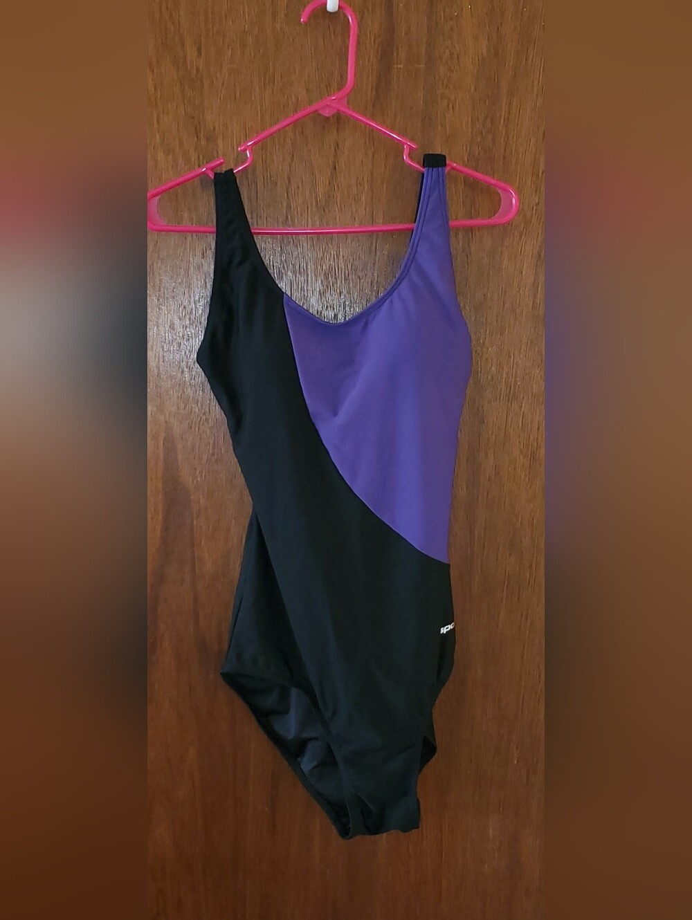 Sporti Black & Purple One-Piece Swimsuit Sz 10